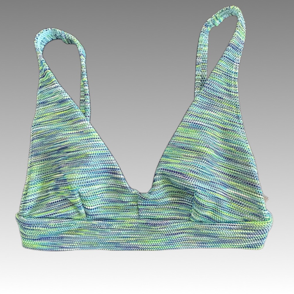 NWT Aerie Bikini Top V Neck Blue Green Swim Summer Beach Vacation Travel Small S